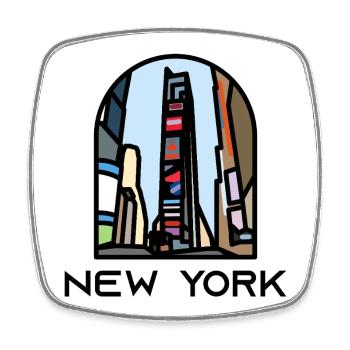 New York - Times Square - Magnet carré - blanc - Devant