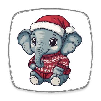 Noël de Noël avec éléphants - Magnet carré - blanc - Devant