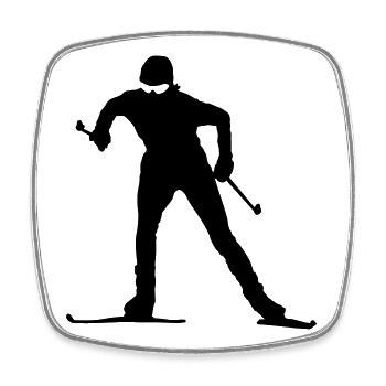 Ski de fond - Magnet carré - blanc - Devant