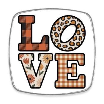 Love motifs contrastés en lettres décorées - Magnet carré - blanc - Devant
