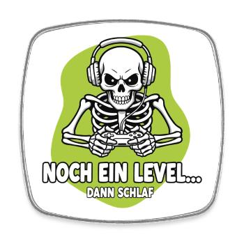 Gamer Skelett Noch Ein Level - Viereckiger Kühlschrankmagnet - Weiß - Vorne