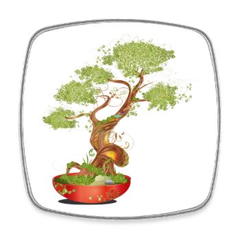 Imaginative bonsai with bright details - Square fridge magnet - white - Front