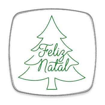 Feliz Natal Christmas Tree Christmas Design - Square fridge magnet - white - Front