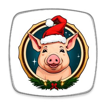 Weihnachten Schweine - Viereckiger Kühlschrankmagnet - Weiß - Vorne