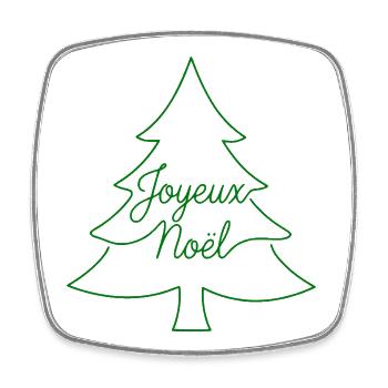 Joyeux Noël Tannenbaum Frankreich Weihnachtsdesign - Viereckiger Kühlschrankmagnet - Weiß - Vorne