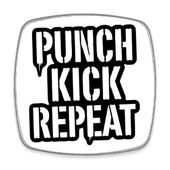 Coup de poing, coup de pied, répétition des lettres - Kickboxing - Magnet carré - blanc - Devant