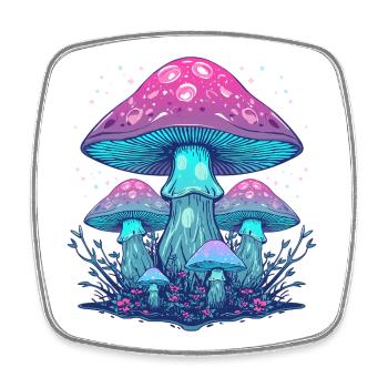Ethereal Neon Mushrooms - Square fridge magnet - white - Front