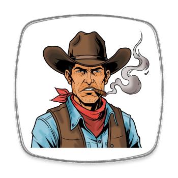 Cowboy mit Zigarre - Viereckiger Kühlschrankmagnet - Weiß - Vorne