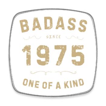 Badass 1975: Unique retro style - Square fridge magnet - white - Front