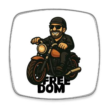 Casual Biker on Motorcycle Comic - Square fridge magnet - white - Front