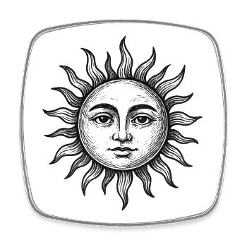 Croquis du visage du soleil en style nocturne - Magnet carré - blanc - Devant