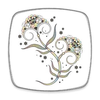 Zartes florales Mehndi-Ornament für Achtsamkeit - Viereckiger Kühlschrankmagnet - Weiß - Vorne
