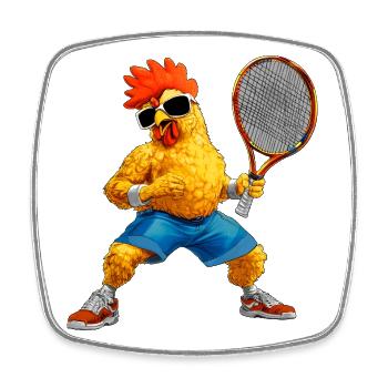 Joueur de tennis poulet - Magnet carré - blanc - Devant