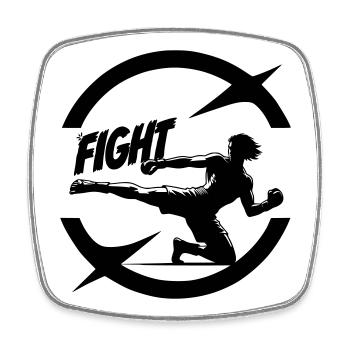 Cooles Kickboxer Emblem mit Fight Text - Viereckiger Kühlschrankmagnet - Weiß - Vorne