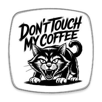 Lustige fauchende Katze Kaffeeliebe Design - Viereckiger Kühlschrankmagnet - Weiß - Vorne