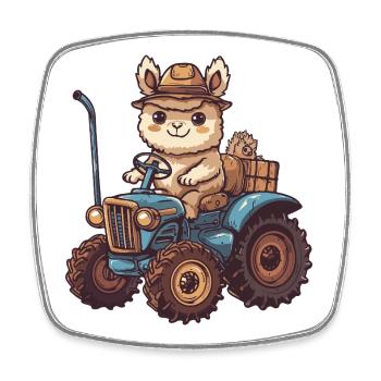 Éleveur de tracteurs alpaga lama - Magnet carré - blanc - Devant
