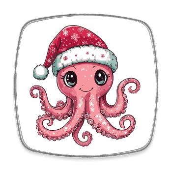 Oktopus Weihnachten Xmas - Viereckiger Kühlschrankmagnet - Weiß - Vorne