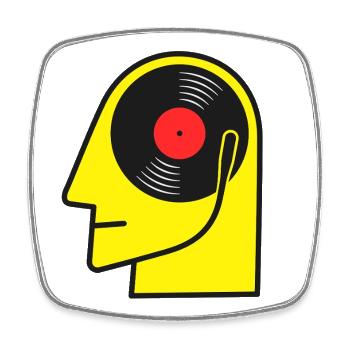 Retro Vinyl Album Head Portrait - Square fridge magnet - white - Front