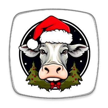 Cows Christmas / Santa Claus Cow - Square fridge magnet - white - Front