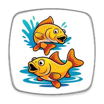 Carpe – Conception de la pêche sportive avec deux carpes - Magnet carré - blanc - Devant