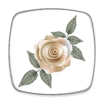 Rose délicate couleur sable avec de doux accents de feuilles - Magnet carré - blanc - Devant