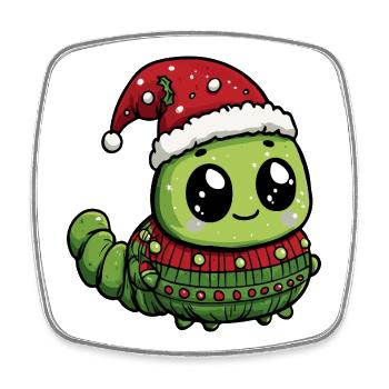 Worm Christmas Xmas - Square fridge magnet - white - Front