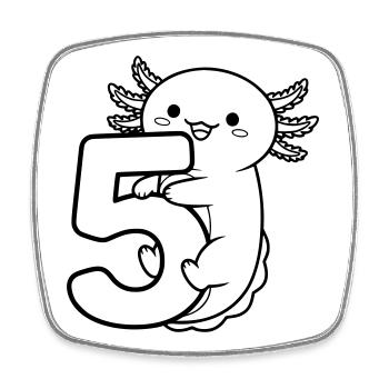 Axolotl serrant l’illustration du dessin animé numéro 5 - Magnet carré - blanc - Devant