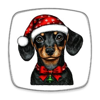 Weihnachten Dackel - Viereckiger Kühlschrankmagnet - Weiß - Vorne
