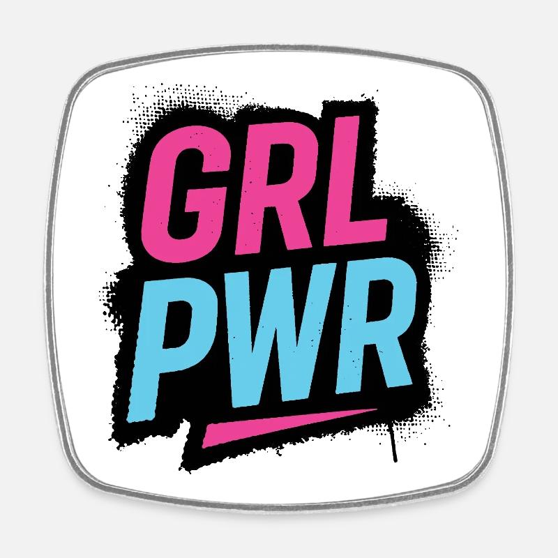 GIRL POWER - let's talk - Square fridge magnet - white