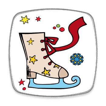 Noël Patinage avec des étoiles - Magnet carré - blanc - Devant