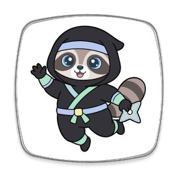 Ninja Waschbär im Ninja-Outfit - Viereckiger Kühlschrankmagnet - Weiß - Vorne