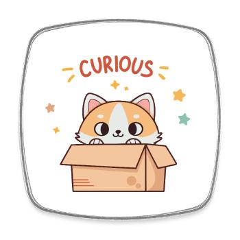 Neugierige Katze in einer Kiste – süße Illustration - Viereckiger Kühlschrankmagnet - Weiß - Vorne