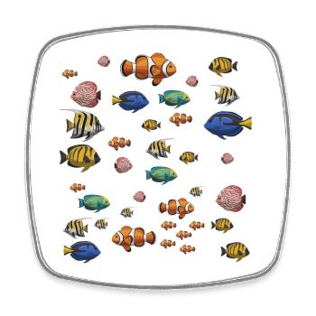 Colorful Fish Underwater Pattern - Square fridge magnet - white - Front