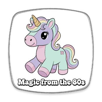 Unicorn Retro 80er Flair - Viereckiger Kühlschrankmagnet - Weiß - Vorne