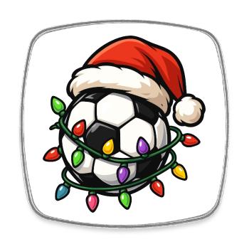 Weihnachtsfußball, Fußballspieler - Viereckiger Kühlschrankmagnet - Weiß - Vorne