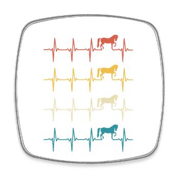 Retro Pferd Herzschlagpferd - Viereckiger Kühlschrankmagnet - Weiß - Vorne