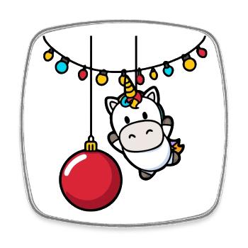 Unicorn Christmas Ornament Christmas - Square fridge magnet - white - Front