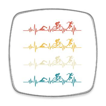 Triathlon heartbeat triathlete - Magnet carré - blanc - Devant