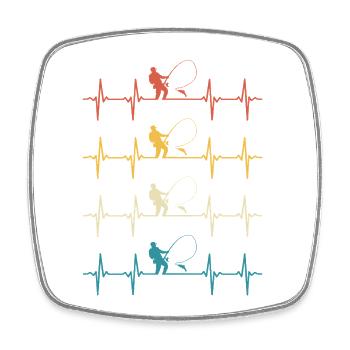 Fisherman Heartbeat Fishing - Square fridge magnet - white - Front