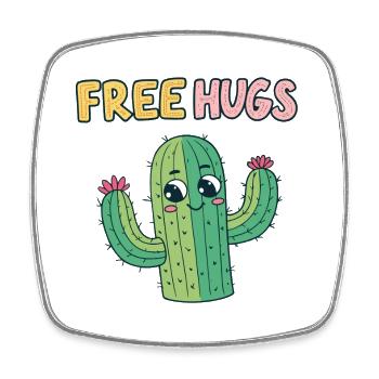 Cactus Cuddles Free Hugs - Square fridge magnet - white - Front