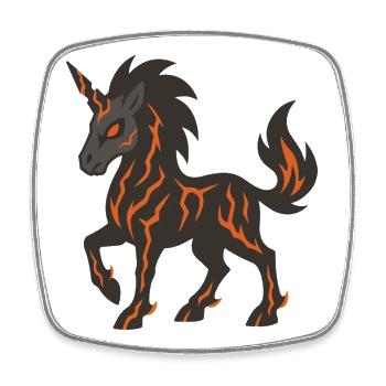 Lava Demon Unicorn with Glowing Fire Cracks - Square fridge magnet - white - Front