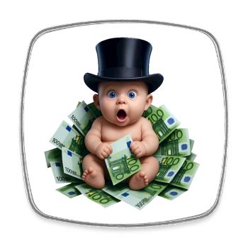 BORN TRADER - baby & kids - Square fridge magnet - white - Front