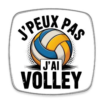 Je peux pas j ai Volley Humour cadeau - Magnet carré - blanc - Devant