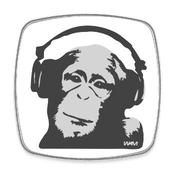 DJ Monkey Kopfhörer – Musik Streetwear Grau - Viereckiger Kühlschrankmagnet - Weiß - Vorne