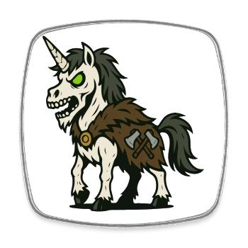 Undead Viking Unicorn with Axes and Fur Cape - Square fridge magnet - white - Front