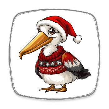 Noël Pélican Bird - Magnet carré - blanc - Devant