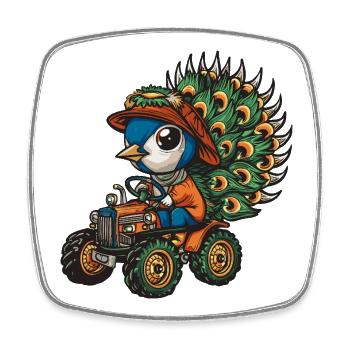 Éleveur de tracteurs à oiseaux paon - Magnet carré - blanc - Devant