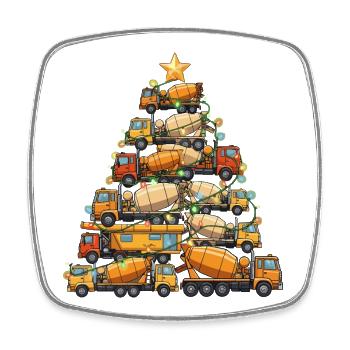 Funny Concrete Mixer Tree Christmas Tree Gift - Square fridge magnet - white - Front
