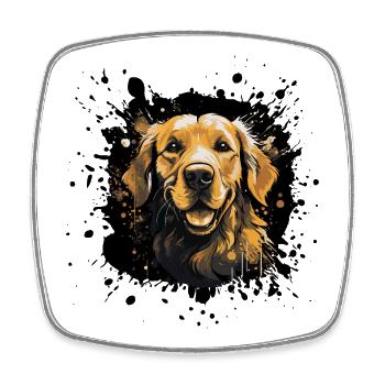 Golden Retriever Pop Art Face - Square fridge magnet - white - Front