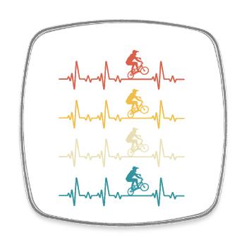 Retro Heartbeat BMX - Viereckiger Kühlschrankmagnet - Weiß - Vorne